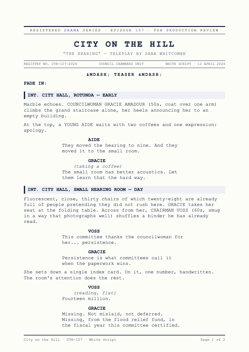 Official gazette screenplay layout